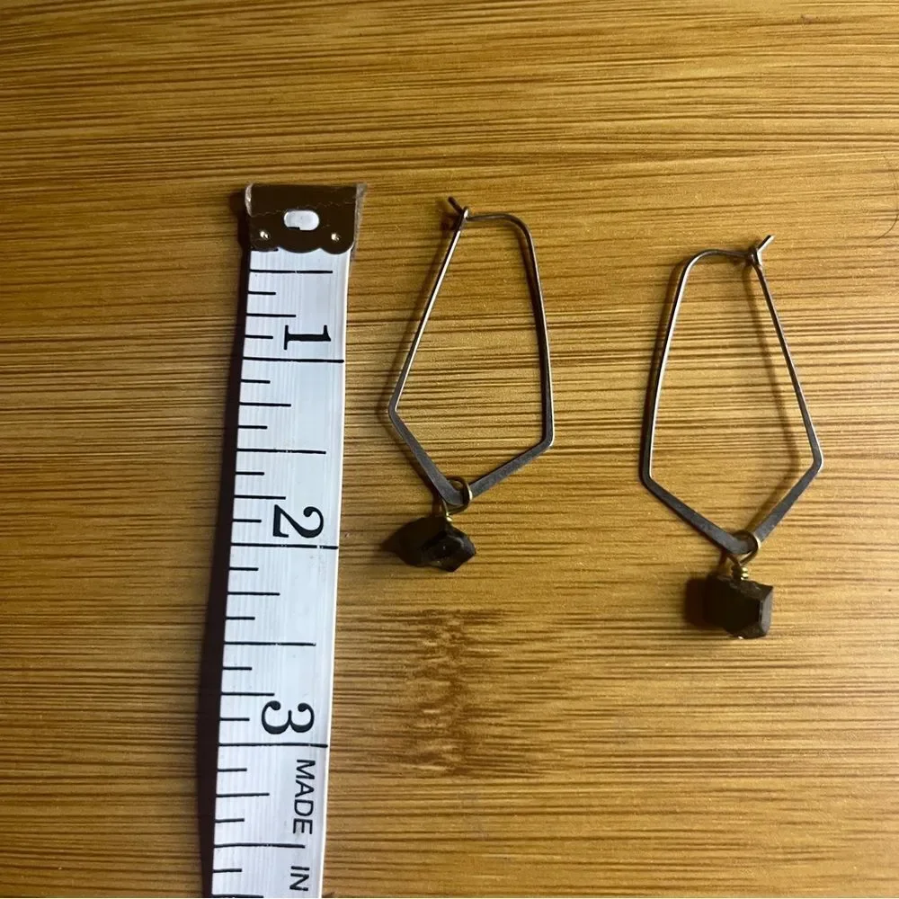 Geometric Obsidian Drop Earrings – Black Volcanic Stone Minimalist Dangles